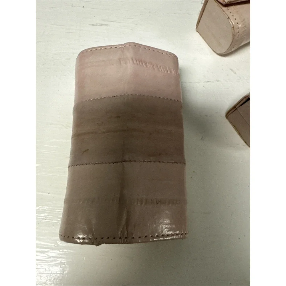 Vtg 3 x EEL Skin LIPSTICK Case HOLDERS w/ MIRROR‎ Snap Close NEW Old Stock Korea